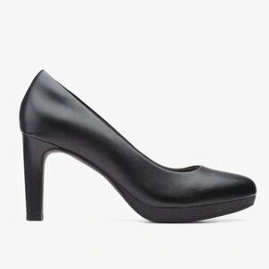 NEW Clarks Ambyr Joy Black Leather Platform Heel 10